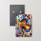 Vibrante Symfonie: Abstracte Violist Kunst Button (Voorkant / Achterkant)