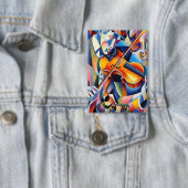 Vibrante Symfonie: Abstracte Violist Kunst Button (Insitu)