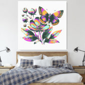 Vibrantes Schmetterlingsblumenmotiv Canvas Afdruk (Insitu (Slaapkamer))