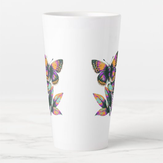 Vibrantes Schmetterlingsblumenmotiv Latte Mok (Voorkant)