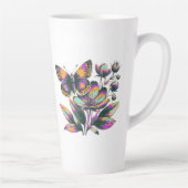 Vibrantes Schmetterlingsblumenmotiv Latte Mok (Rechts)