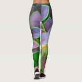 Vibrantgroene en paarse bladeren leggings (Achterkant)