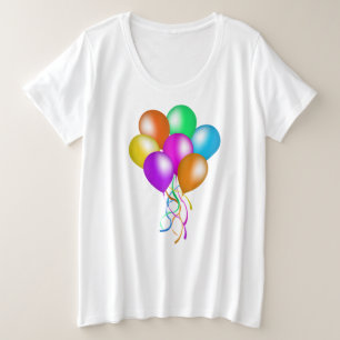 Vibrantly Colored Bunch of Balloons Streamers Grote Maat T-shirt