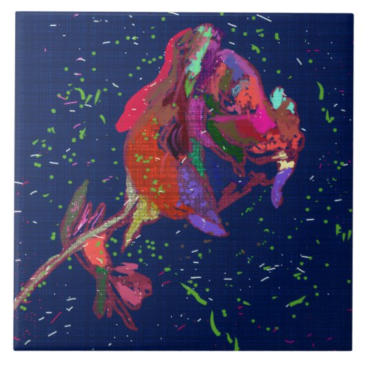 Vibrantly Colored Flower Ceramic Tile Tegeltje (Voorkant)