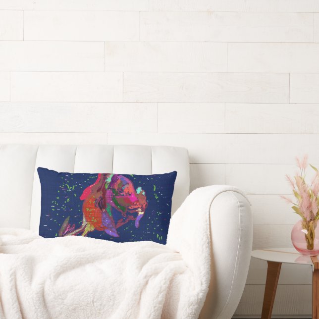 Vibrantly Colored Flower Lumbar Pillow Kussen (Bank)