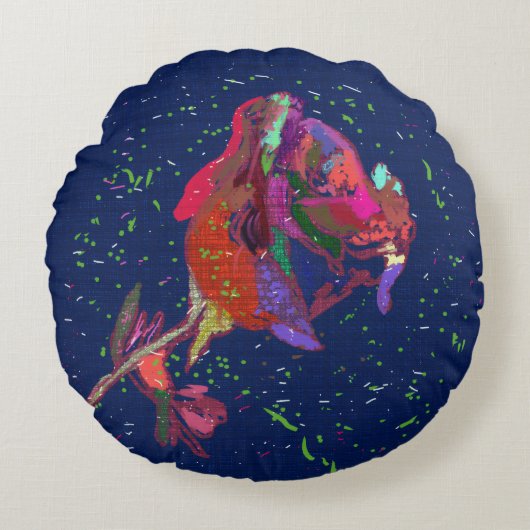 Vibrantly Colored Flower Round Pillow Rond Kussen (Voorkant)