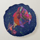 Vibrantly Colored Flower Round Pillow Rond Kussen (Achterkant)