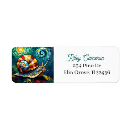 Vibrantly Colorful Impasto Whimsical Snail Etiket