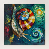 Vibrantly Colorful Impasto Whimsical Snail Legpuzzel (Horizontaal)