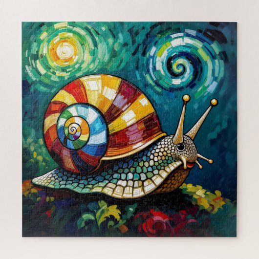 Vibrantly Colorful Impasto Whimsical Snail Legpuzzel (Verticaal)