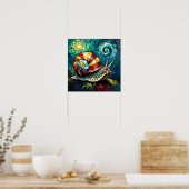 Vibrantly Colorful Impasto Whimsical Snail Poster (Keuken)
