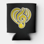 Vibraties Muzikale Liefde Geel Hart Muziek Nota DJ Blikjeskoeler (Voorkant)