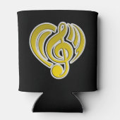 Vibraties Muzikale Liefde Geel Hart Muziek Nota DJ Blikjeskoeler (Achterkant)