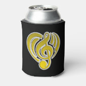 Vibraties Muzikale Liefde Geel Hart Muziek Nota DJ Blikjeskoeler (Blikje Achterkant)
