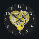 Vibraties Muzikale Liefde Geel Hart Muziek Nota DJ Ronde Klok<br><div class="desc">Pas aan met om het even welke tekst.</div>