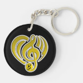 Vibraties Muzikale Liefde Geel Hart Muziek Nota DJ Sleutelhanger (Achterkant)