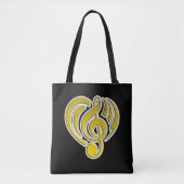 Vibraties Muzikale Liefde Geel Hart Muziek Nota DJ Tote Bag (Voorkant)