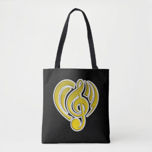 Vibraties Muzikale Liefde Geel Hart Muziek Nota DJ Tote Bag