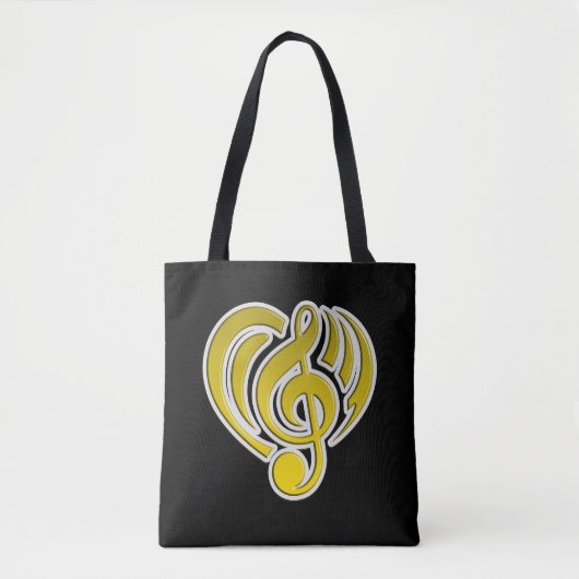 Vibraties Muzikale Liefde Geel Hart Muziek Nota DJ Tote Bag (Voorkant)