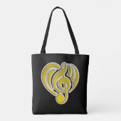 Vibraties Muzikale Liefde Geel Hart Muziek Nota DJ Tote Bag (Achterkant)