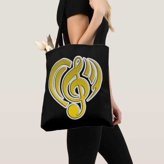 Vibraties Muzikale Liefde Geel Hart Muziek Nota DJ Tote Bag (Dichtbij)