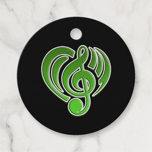 Vibraties Muzikale Liefde Groene Hart Muziek Nota  Bedankjes Labels (Voorkant)