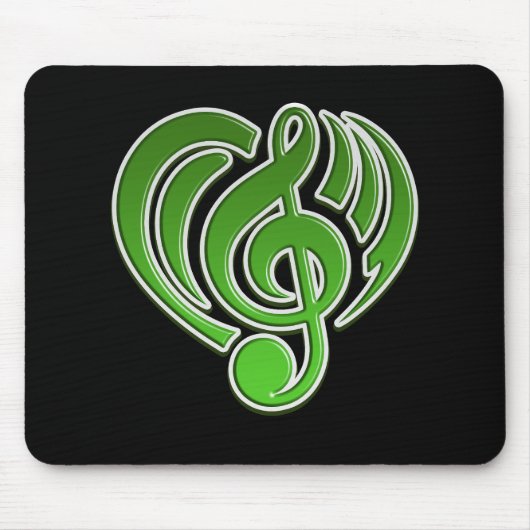 Vibraties Muzikale Liefde Groene Hart Muziek Nota  Muismat (Voorkant)