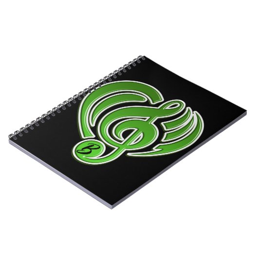 Vibraties Muzikale Liefde Groene Hart Muziek Nota Notitieboek (Linkerzijde)