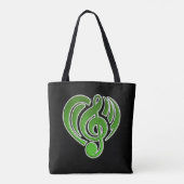 Vibraties Muzikale Liefde Groene Hart Muziek Nota  Tote Bag (Achterkant)