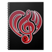 Vibraties Muzikale Liefde Rode Hart Muziek Nota DJ Notitieboek (Voorkant)