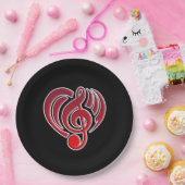 Vibraties Muzikale Liefde Rode Hart Muziek Nota DJ Papieren Bordje (Feest)