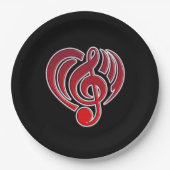 Vibraties Muzikale Liefde Rode Hart Muziek Nota DJ Papieren Bordje (Voorkant)