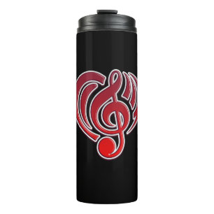 Vibraties Muzikale Liefde Rode Hart Muziek Nota DJ Thermosbeker