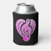 Vibraties Muzikale Liefde Roze Hart Muziek Note DJ Blikjeskoeler (Blikje Achterkant)