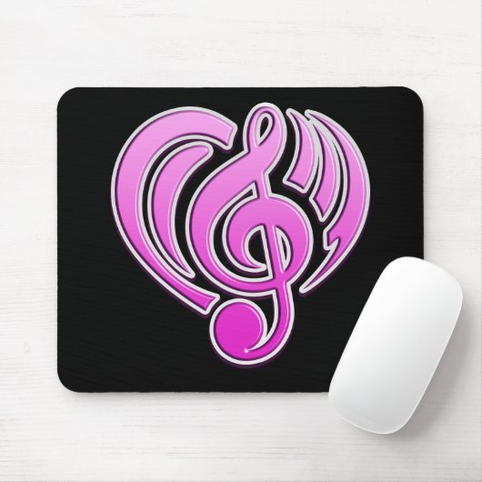 Vibraties Muzikale Liefde Roze Hart Muziek Note DJ Muismat (Met muis)