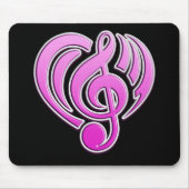 Vibraties Muzikale Liefde Roze Hart Muziek Note DJ Muismat (Voorkant)