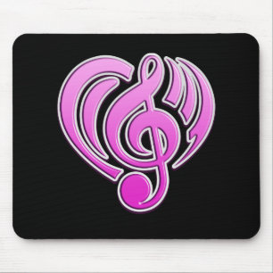 Vibraties Muzikale Liefde Roze Hart Muziek Note DJ Muismat
