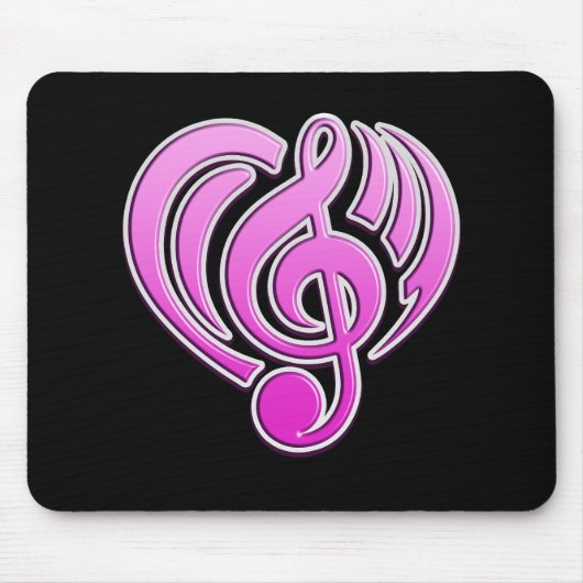Vibraties Muzikale Liefde Roze Hart Muziek Note DJ Muismat (Voorkant)