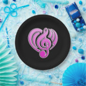 Vibraties Muzikale Liefde Roze Hart Muziek Note DJ Papieren Bordje (Feest)