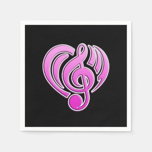 Vibraties Muzikale Liefde Roze Hart Muziek Note DJ Servet (Voorkant)