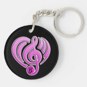 Vibraties Muzikale Liefde Roze Hart Muziek Note DJ Sleutelhanger (Achterkant)