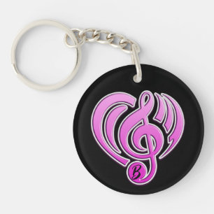 Vibraties Muzikale Liefde Roze Hart Muziek Note DJ Sleutelhanger