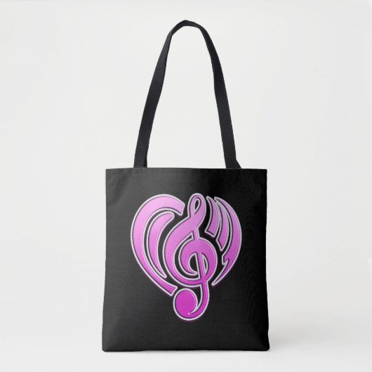 Vibraties Muzikale Liefde Roze Hart Muziek Note DJ Tote Bag (Voorkant)