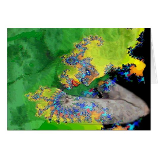 VIBRATIES VAN KWESTIE, LADY IN GROENE GEEL FRACTAL (Voorkant Horizontaal)