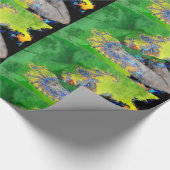 VIBRATIES VAN KWESTIE, LADY IN GROENE GEEL FRACTAL CADEAUPAPIER (Hoek)