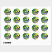 VIBRATIES VAN KWESTIE, LADY IN GROENE GEEL FRACTAL RONDE STICKER (Vel)