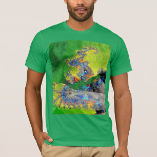 VIBRATIES VAN KWESTIE, LADY IN GROENE GEEL FRACTAL T-SHIRT