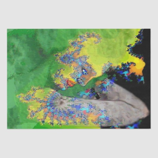 VIBRATIES VAN KWESTIE, LADY IN GROENE GEEL FRACTAL TISSUEPAPIER (Voorkant)