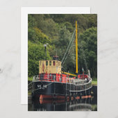 Vic32 Puffer Boat in het Crinan Canal Basin, Schot Feestdagenkaart (Voorkant / Achterkant)