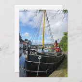Vic32 Puffer Boat in het Crinan Canal Basin, Schot Feestdagenkaart (Voorkant / Achterkant)